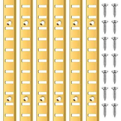 6 Pcs 36 Inch Shelf Pilaster metal Mortise Mount Pilaster Strip Adjustable Shelf Standards for Wall Shelving System Closet Organization Storage (Brass)