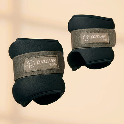 Pvolve 3lb Adjustable Ankle Weights for Men and Women, Designed for at Home Strength Training to Sculpt and Tone Your Body, Legs and Core, Set of 2