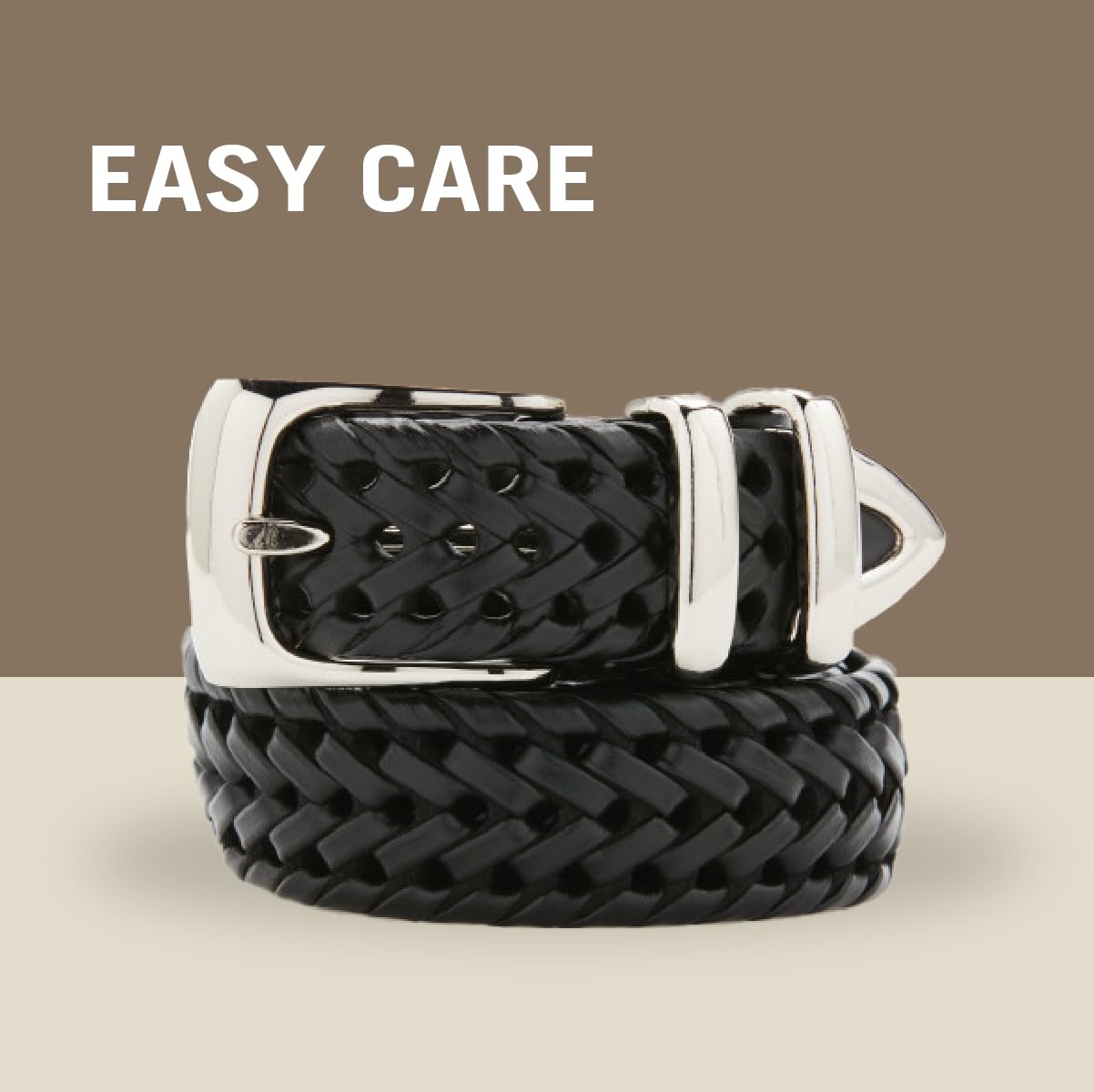 Perry Ellis Men's Portfolio Braided Leather Belt, Luggage, 50