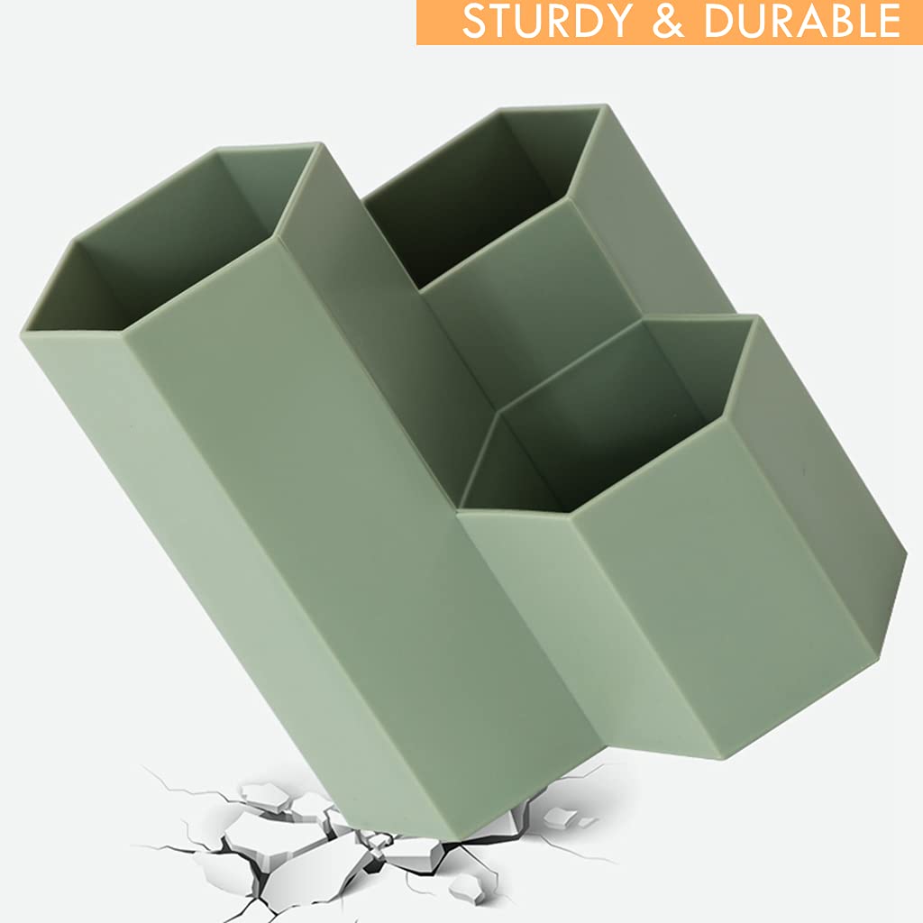 Saikvi Pencil Organizer Pen Holder for Desk Pens Cup Small Desk Organizer Cute Pen Holder for Office,School and Home (Green, 4)