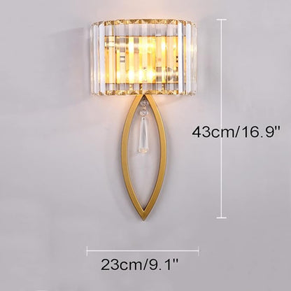 Modern Crystal Wall Light Gold Glass Crystal Wall Sconces Light Mid-Century Vanity Light Indoor Elegant Wall Lighting Fixtures for Bedroom Living Room Hallway Entryway