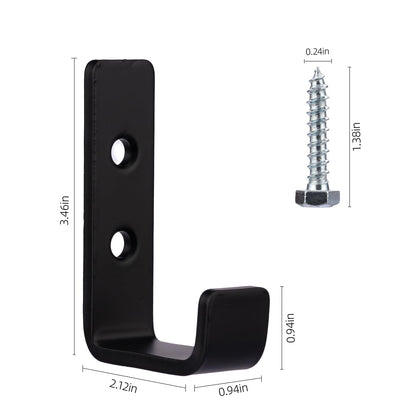 JIMMY LUCKY 4 Pcs Heavy Duty J Hooks for Hanging, Heavy Duty Garage Hooks for Hanging, Black Wall Mounted Utility Hookss, Garage Storage Hook for Hanging Extension Cords Garden Tools Clothes Keys