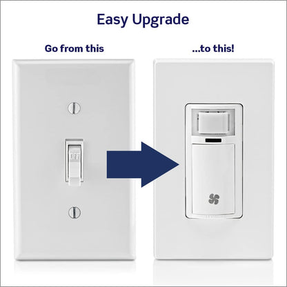 Leviton Humidity Sensor Switch for Bathroom Exhaust Fan, Automate Ventilation, Air Circulation, Moisture Control, ¼ HP, Single Pole, DHS05-1LW, White