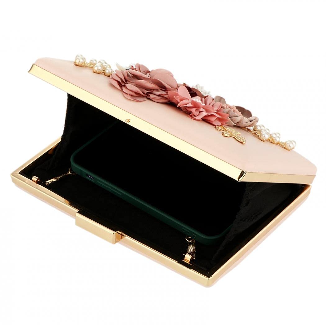 PU Leather Purses and Handbags for Women Floral Beaded Embellished Clutch Bag Elegant Banquet Wedding Evening Handbags Crossbody Bag