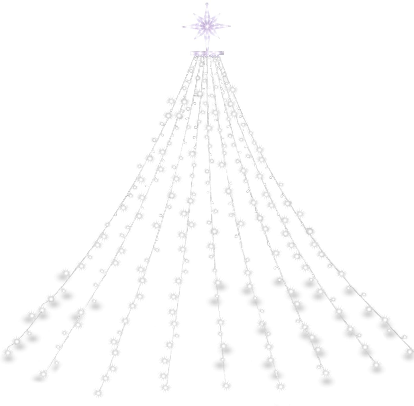 PUHONG Christmas Decoration Outdoor Star String Lights,320 LED Christmas Lights[8 Modes & Waterproof], Lighted Christmas Star for Halloween Xmas New Year Holiday (IronStar-Red+Green)