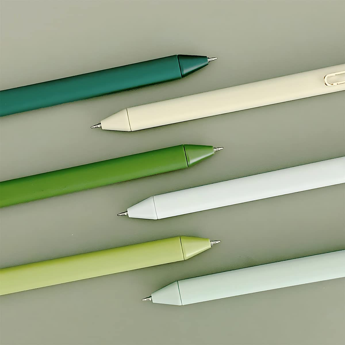 allydrew Retractable Black Ink Gel Pens, 0.5mm Fine Point, Stationery Supplies for Home and Office (Set of 6), Green