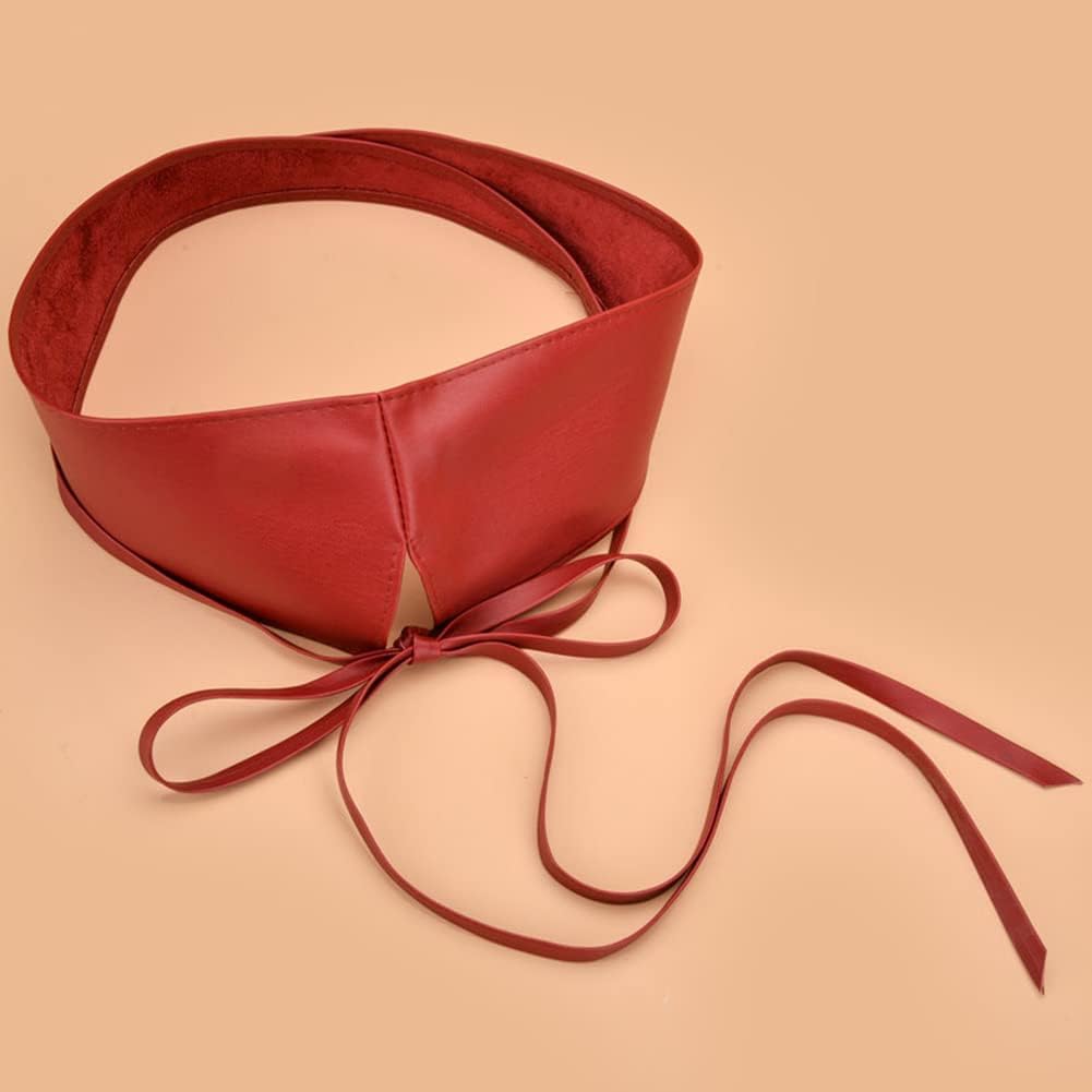Block Garden Women Lace Up Tied Corset Belt Soft Leather Wide Cinch Belt Waspie (01 Red)