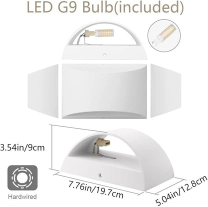 Aipsun Aluminum Modern Indoor LED Wall Sconce Interior Wall Lights 1 Pack Hardwired Up and Down Wall Mount Light for Living Room Bedroom Hallway Corridor Warm White 3000K(with G9 Bulbs)