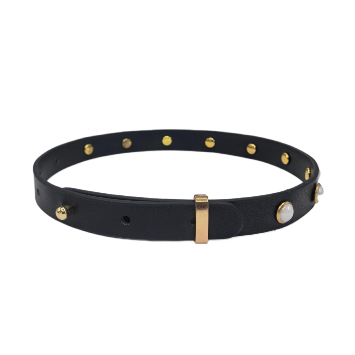 HOUGXD Black Leather Choker Necklace for Women, Goth Punk PU Leather Collar Choker, Adjustable 12-16.5 Inches Emo Alt Accessories Gothic Jewelry (Black chain gray beads)