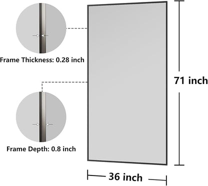 Bathroom Mirror 30x71 Black Bathroom Wall-Mounted Mirrors, Modern Vanity Mirror for Bedroom, Living Room, Aluminum Alloy Frame Allow to Hang Horizontally or Vertically