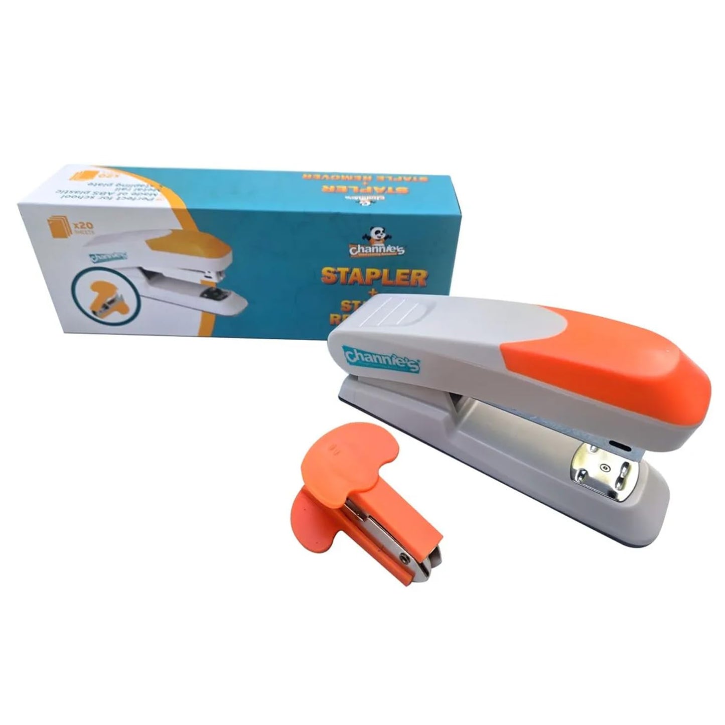 Channie's Stapler and Staple Remover Set - Sleek & Durable Paper Stapler, Effortlessly Staples 20 Sheets - Office Stapler for Desk, Classroom, Home, School - Includes Staple Remover Tool