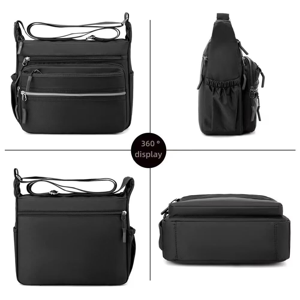 MINTEGRA Crossbody Bag for Men Multi-pocket Messenger Bag Nylon Waterproof Shoulder Bag Daily Travel Bag Lightweight Satchel