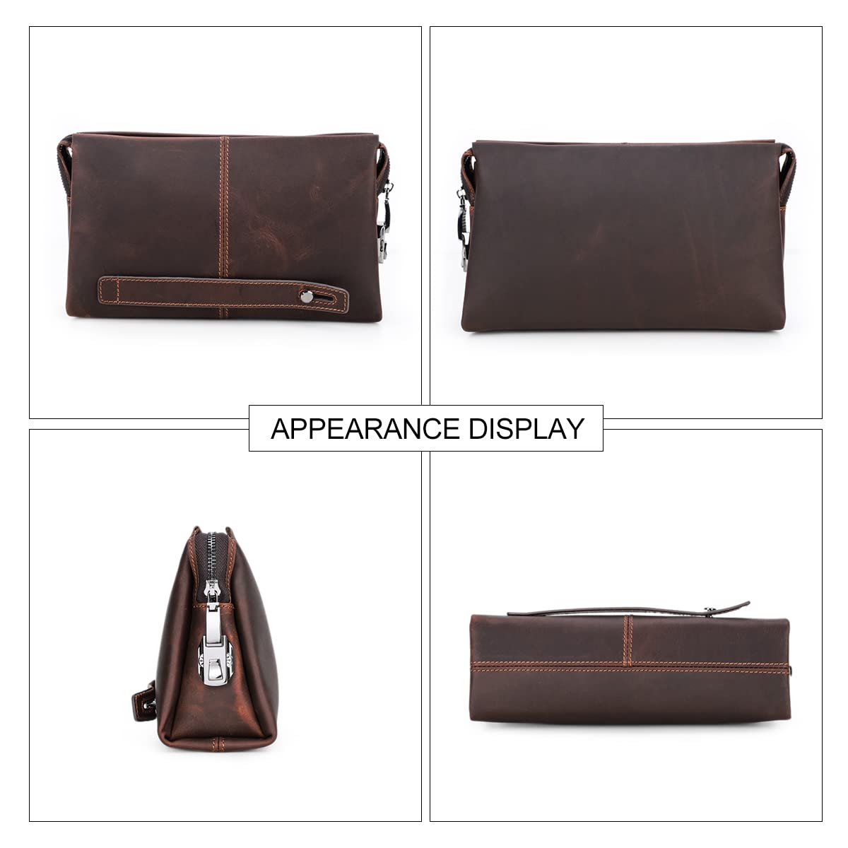 Leather Men Clutch Purse Bag, Mens Business Code Lock Wallet Anti Theft Clutch Purse Phone Holder Handbag Travel Bag