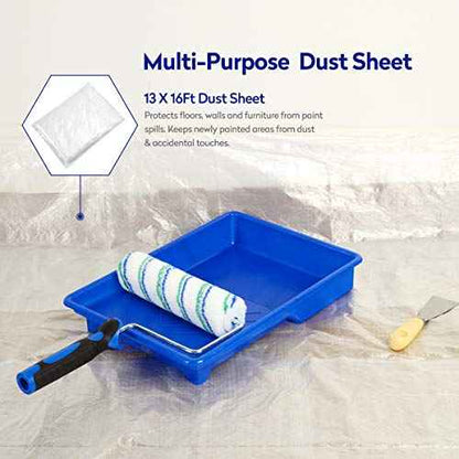 Painters Drop Cloth 13 Feet by 16 Feet Plastic Painting Tarp Waterproof Cover Clear Tarp Plastic Sheeting 1 Mil Thickness Furniture Cover