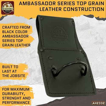 Graintex Hammer Holder Ambassador Series Color Top Grain Leather, Hammer Loop, Leather Tool Holster, Construction Workers, Electricians, Framers, Drywall Contractors