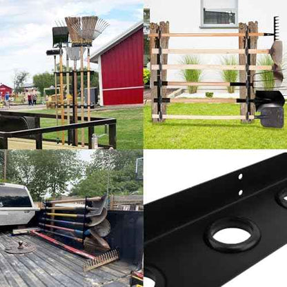 Landscape Trailer Rack for Lawn Equipment,6 Holes Hand Tool Storage Rack Landscaping Shovel Holder for Truck Trailers & Garage or Shed Walls with Mounting Hardware Accessories,Set of 2