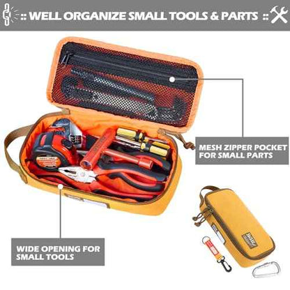 Rough Enough Small Tool Bag Pouch Canvas Portable Tool Box Organizer Case with Zipper Handle for Motorcycle Road Bike Electricians