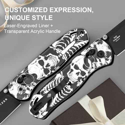 Kizer Drop Bear EDC Pocket Knife, 2.97¡± Nitro-V Blade Acrylic Handle Folding Knife with Thumb Stud Opener, Clutch Lock EDC Knives for Men Women Gift V3619A12