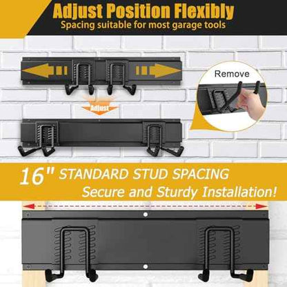 Heavy Duty Garage Wall Organizer with 700LB Capacity, 48Inch Garage Tool Organizer Wall Mount and Garden Tool Organizer with Adjustable Tool Rack for Garage Shed Yard Storage