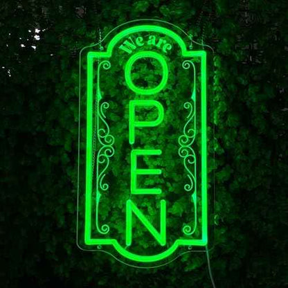 Vertical open sign Vertical Open Led Sign Neon Sign business window light vertical open signs for business (Green, 16.5x9'')