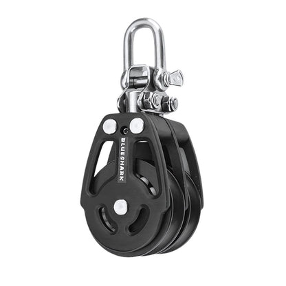 Blue Shark 2254-38 mm Fixed Double Aluminum Sailing Block - Max Line: 3/8” (10 mm), Safe Working Load (SWL): 1600 lbs, Breaking Load: 2850 lbs (1-Pack)