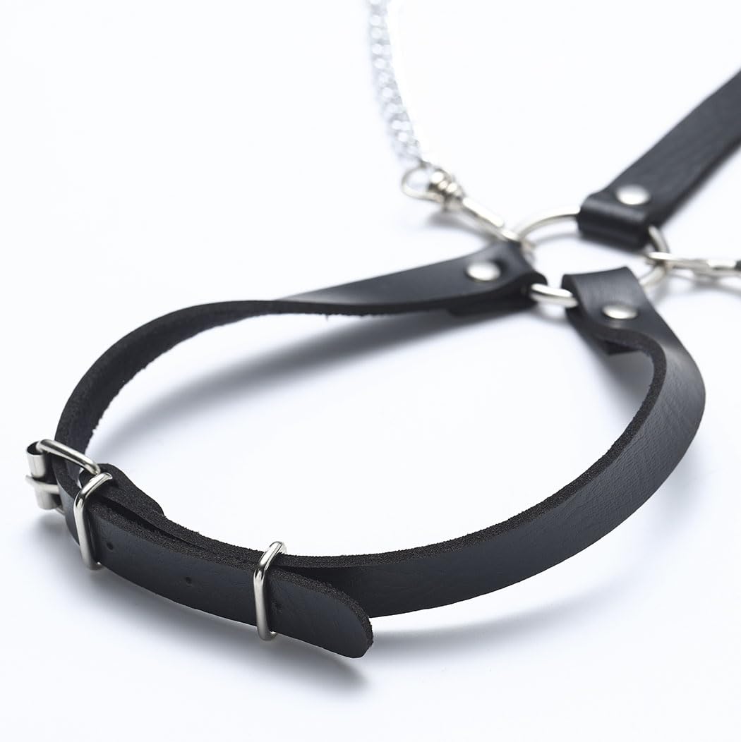 Kesvb Goth Harness Black Chest Chain Leather Harness for Women