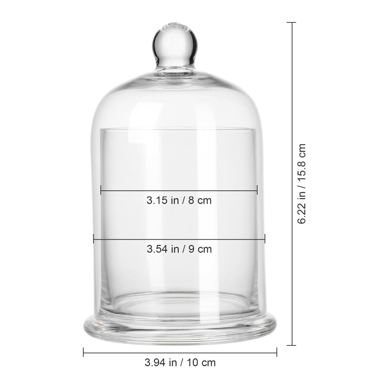 iplusmile 2 Pack Hand Blown Glass Candle Holder for Pillar Candles, 6.2 Inch Bell Jar Cloche Candlestick for Wedding Table Centerpiece, Clear Votive Cup for Party Home Decor
