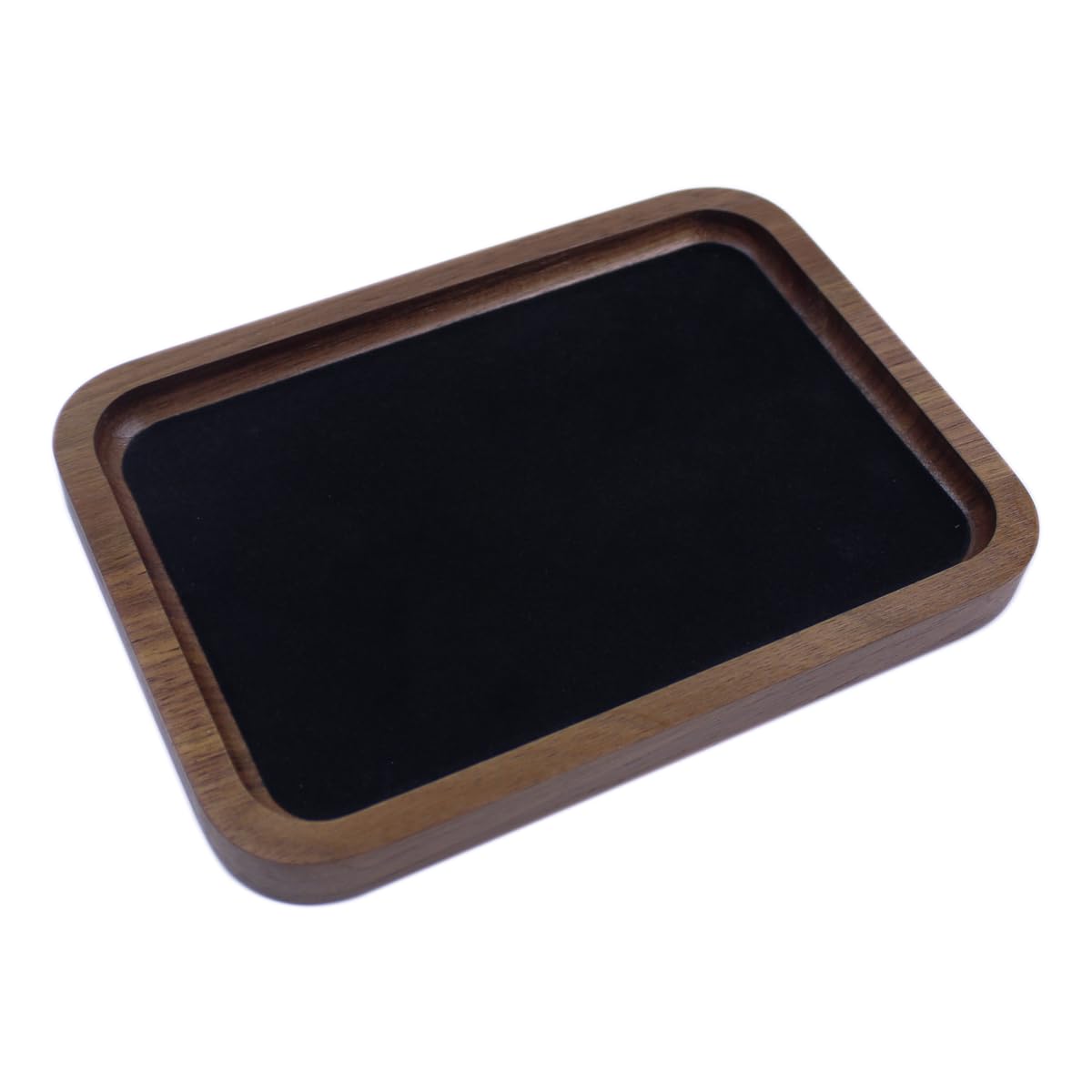 DSHOM Walnut Solid Wood Square Jewelry Display Valet Tray Dish for Elegant Presentation of Your Finest Pieces, Perfect for Personal Use Men Women Gift 6.9"