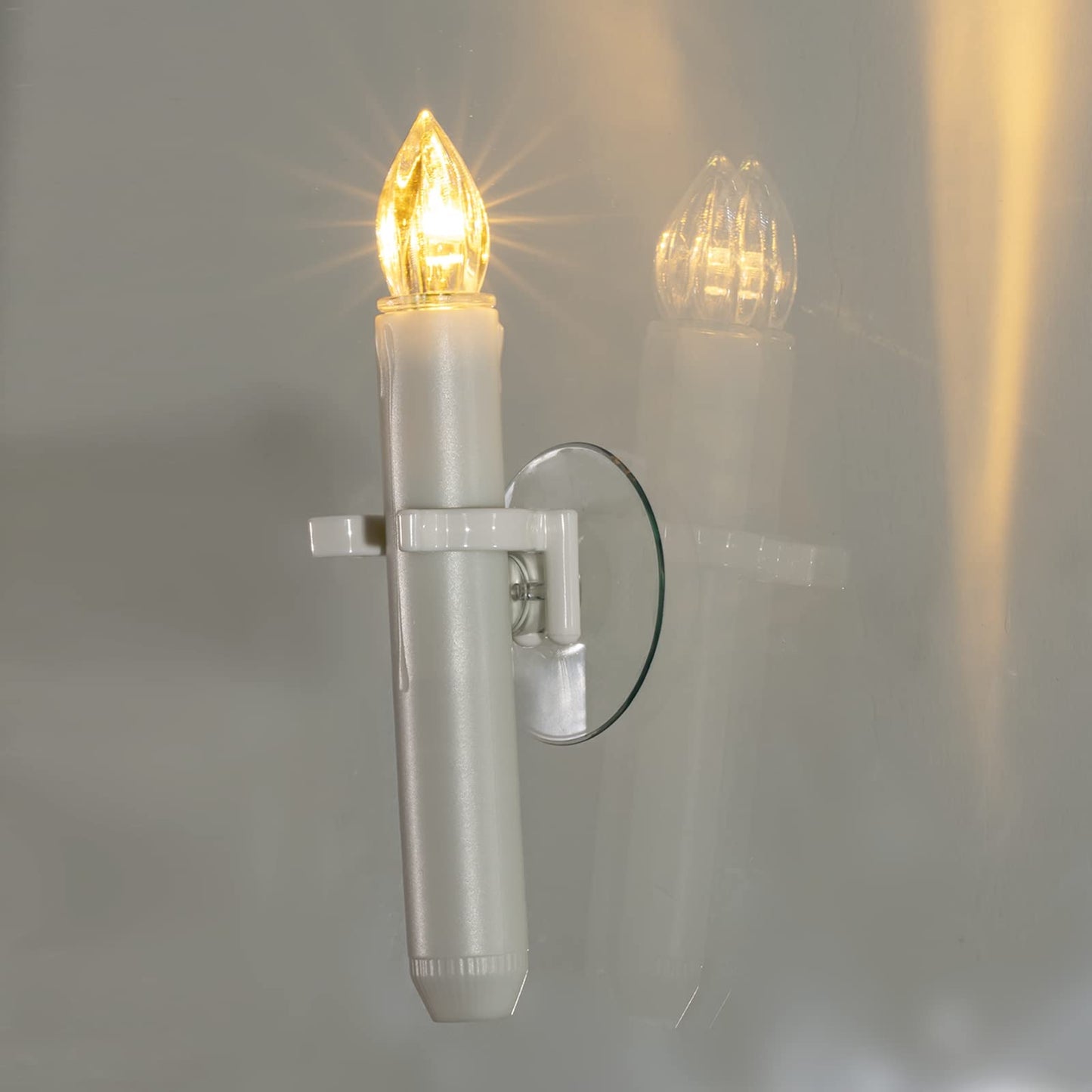 Raycare 12 Pcs Christmas Window Candles with 6 Hour Timer with Suction Cups, Double Brightness Flameless Taper Candle Battery Operated, LED Candle Sticks for Window Christmas Holiday Decoration