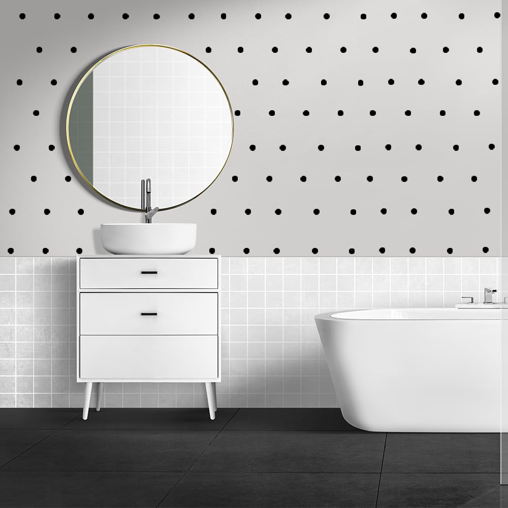 240 Pcs 1-Inch Black Polka Dot Wall Decals – Removable & Self-Adhesive Vinyl Stickers for Kids Room, Nursery & Home Decor (Matte Black, 1 Inch Dots)