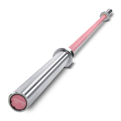 PROOFGOLD 6.6ft Olympic Barbell Bar,35Lb(15kg) Womens Barbell,Bench Press Bar for Squats and Deadlifts,2 Inch Olympic Weight Bar for Home Gym,500LB,Silver&Pink