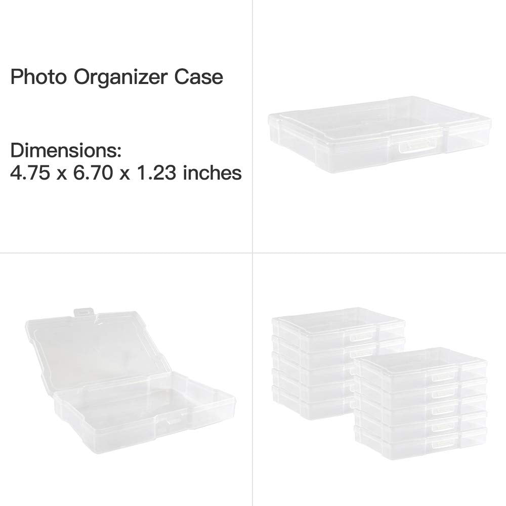 novelinks Photo Case 4" x 6" Photo Storage Box, 10 Inner Picture Storage Containers & Photo Organizer Cases, Portable Photo Craft Keeper for Photos, Crafts, Cards (Black, 2 Pack)