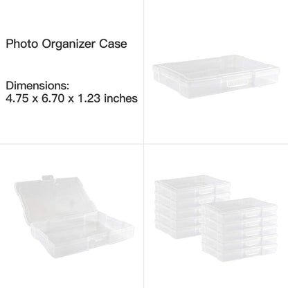 novelinks Photo Case 4" x 6" Photo Storage Box, 10 Inner Picture Storage Containers & Photo Organizer Cases, Portable Photo Craft Keeper for Photos, Crafts, Cards (Black, 2 Pack)