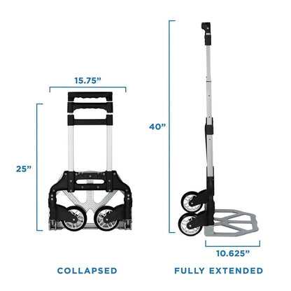 Mount-It! Folding Hand Truck and Personal Dolly, Foldable Aluminum Trolley Cart, 165 Lb Capacity Heavy Duty Dolly with Wheels of Rubber for Moving, Comfortable Telescoping Handle for Indoor Outdoor