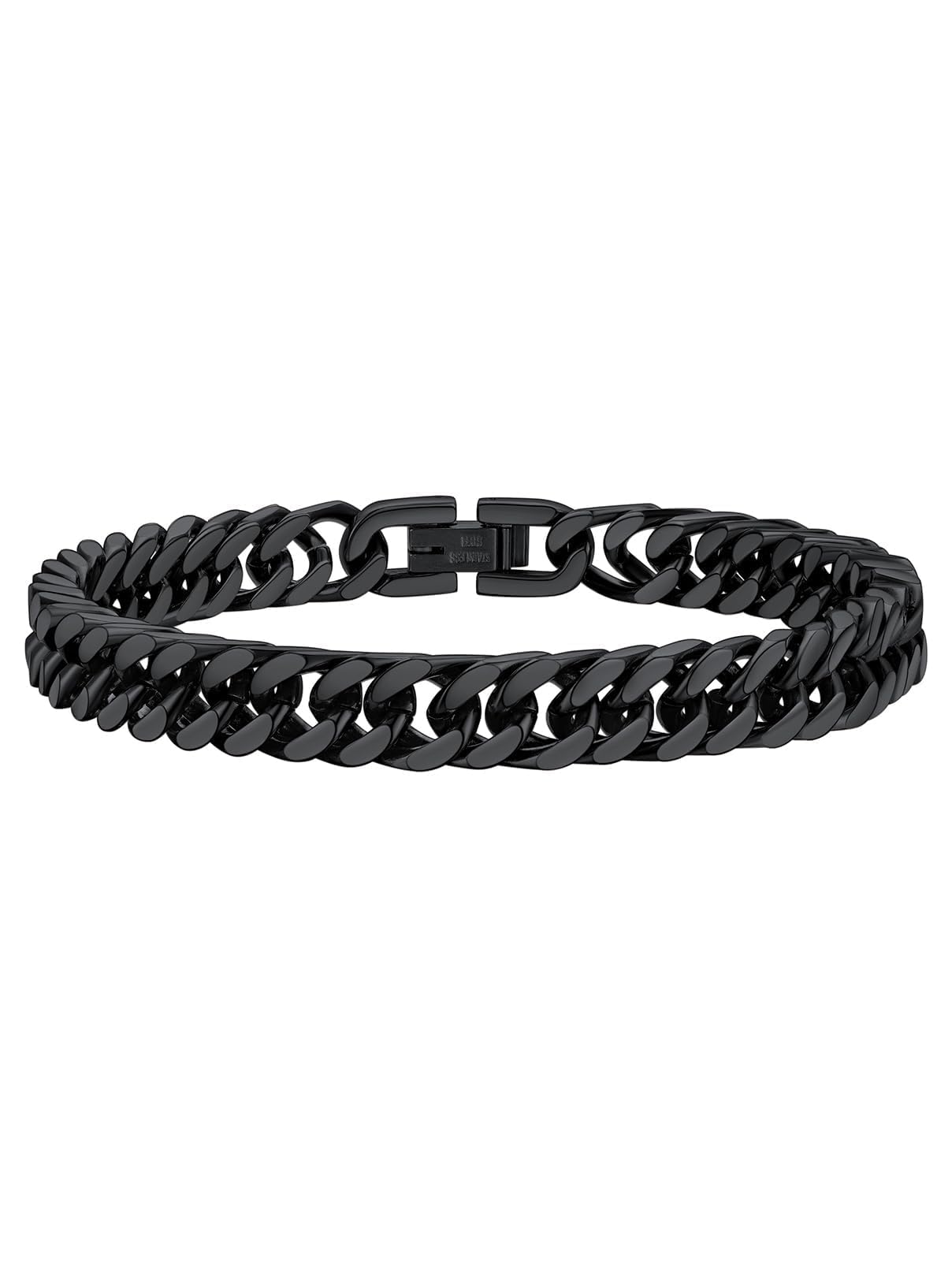 FaithHeart Cuban Link Black Bracelet for Men, 8/12/17mm Width Stainless Steel Wrist Bracelets Men's Hip Hop Jewelry 7.5/8.3/9.1 Inch Length for Valentine's Day/Father's Day/Birthday/Christmas