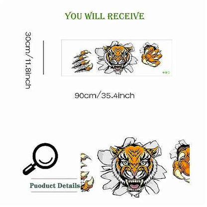 Breaking Through The Wall Tiger Wall Stickers, sacinora Wild Animal Wall Decals Removable Vinyl Peel and Stick for Living Room Bedroom Children's Room Kitchen Sofa TV Background Art Decorations
