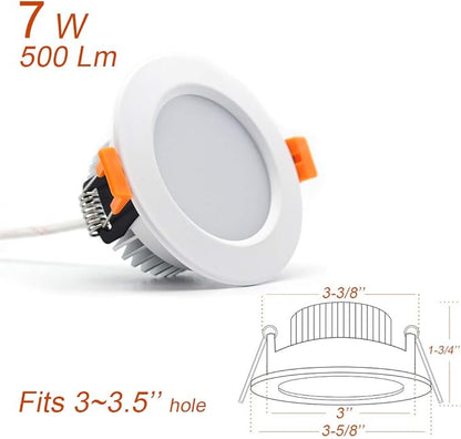 3 inch Dimmable LED Recessed Lighting, 7W Retrofit Downlight, 3000K Warm White, CRI 80 with LED Driver, as AC 110V Ceiling Light Fixture for Living Room, Kitchen, Bedroom, Hallway, 4 Pack