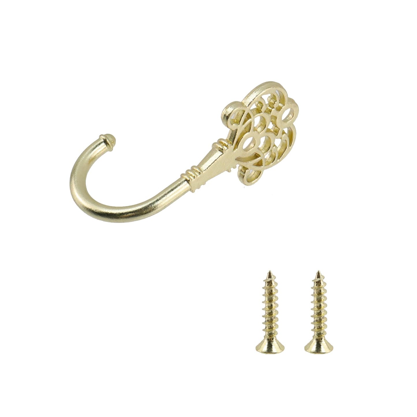 Wealrit 8 PCS Antique Wall Hook, Coat Hooks for Hanging Single Hanger Decor for Girls Room Door Towel Bathrooms with Screw, Heavy Duty Key Holder Wall Mount - Hat Purse Hanger -B Gold