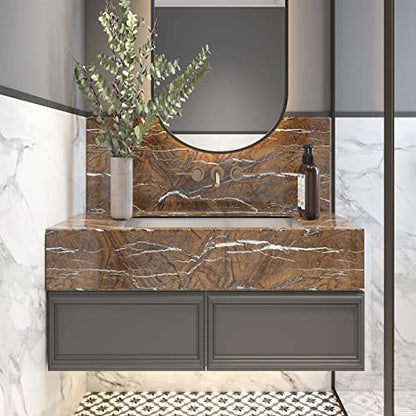 Vintage Brown Marble Contact Paper 88" X 16" Marble Wallpaper Self Adhesive Peel and Stick Waterproof Vinyl Wrap Film for Kitchen and Bath Countertops Cabinets and Backsplash DIY