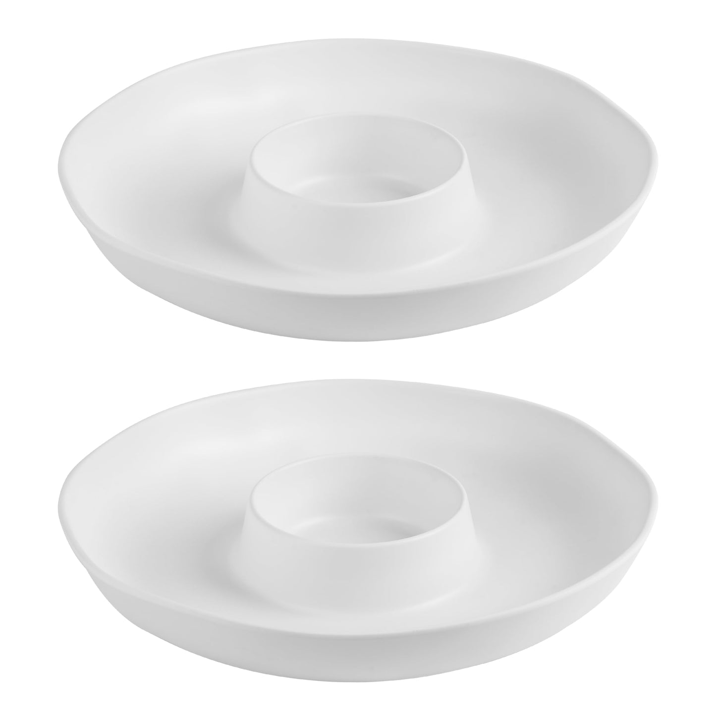 ZAROCRUS Chip and Dip Serving Set Divided Serving Platter Appetizers and Cheeses Serving Tray White Compartment Dishes for Party, Christmas, Dessert, Fruit, Candy, 13-inch Set of 2