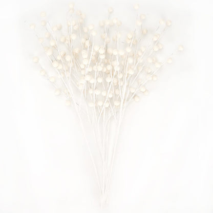 Osfvn Christmas Berries Picks Set of 12 Xmas Tree Decorations 14inches White Holly Berry Stems Decorative Artificial Floral Picks for Holiday Wreath Garland Floral Table Arrangement Decor