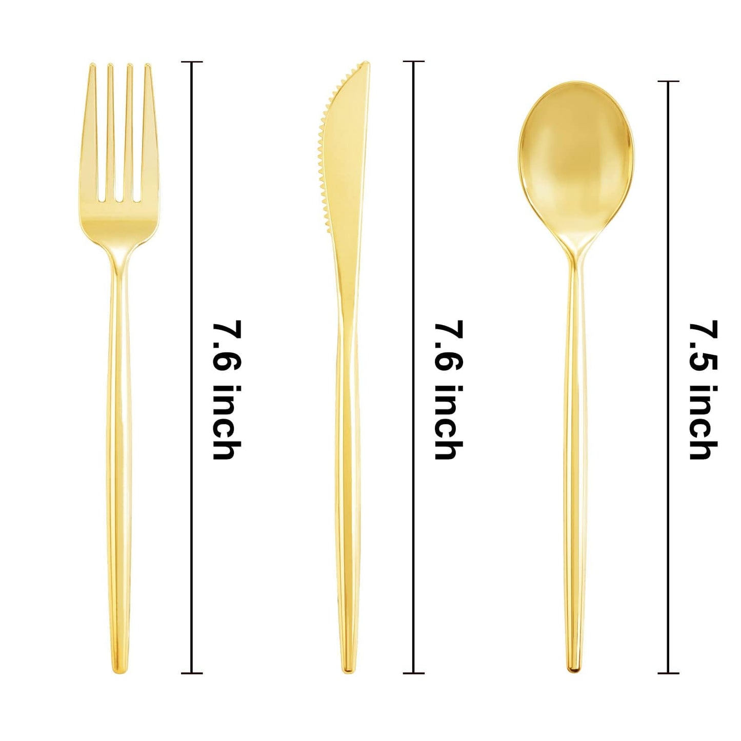 U-QE 180Pcs Gold Plastic Forks - 7.6 Inch Heavy Duty Plastic Forks, Heavyweight Gold Plastic Silverware Perfect For Parties & Weddings and Other Daily Events