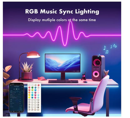 MFWW Neon Rope Lights, 33FT RGB LED Strip Lights, App Control, IR Remote, Outdoor IP67 Waterproof, Music Syncing, Flexible DIY Design for Bedroom, Gaming, Party, Christmas Decor
