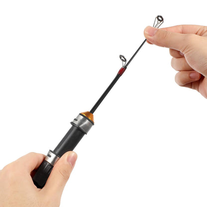 Toyvian Telescopic Ice Fishing Rod Mini Ultra-Light Fishing Pole 25.59In Compact Winter Tackle Tool with 2 Wear-Resistant Guides Reel Not Included