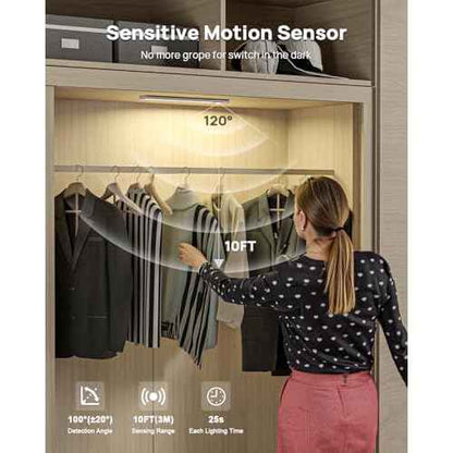 Under Cabinet Lighting with Remote Control,2500mAh USB Rechargeable Motion Sensor Light Indoor,350 Lumen LED Closet Lights,3 Color Temps Wireless Under Counter Lights for Kitchen,Pantry, Stair, 4 Pack