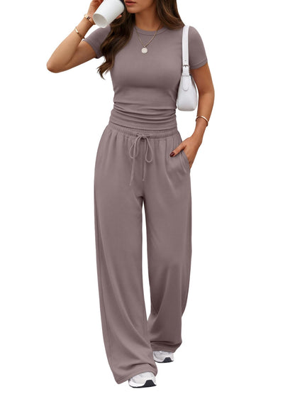 Trendy Queen Womens Plus Size 2 Two Piece Set 2026 Summer Workout Beach Vacation Cruise Gym Clothes Spring Fashion Lounge Matching Comfy Airport Travel Outfit Fitness Athleisure‌ Clothing