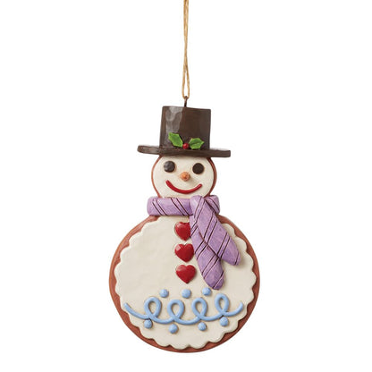 Enesco Jim Shore Heartwood Creek Gingerbread Christmas Snowman Hanging Ornament, 4.5 Inch, Multicolor