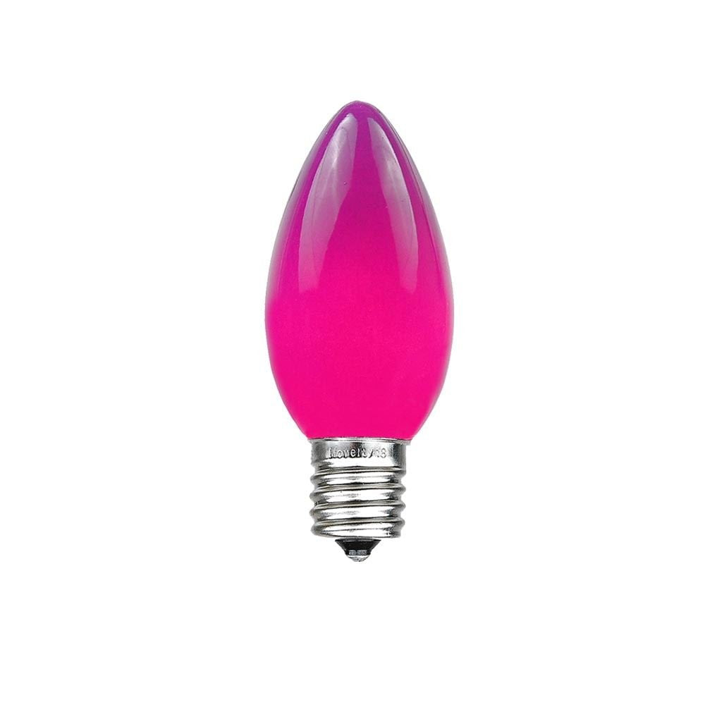 Novelty Lights Ceramic Christmas Replacement Bulbs - Outdoor Individual Bulbs for Events, Holiday Parties, Patios, and More - C7/E12 Candelabra Base, 5 Watt Lights (Purple, 25 Pack)