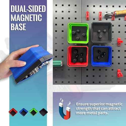 Collapsible Magnetic Parts Tray Set 4-piece, Insulating Silicone, Dual-sided Thickened Rare Earth Magnetic Base, Magnetic Foldable Tray for Screws, Nut, Bolts and Small Tools