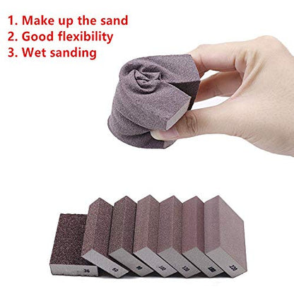 150# Grit Sponge Emery Cloth Sandpaper Blocks Buffing Diamond Polishing Pads Hand Sanding Tool 6pcs